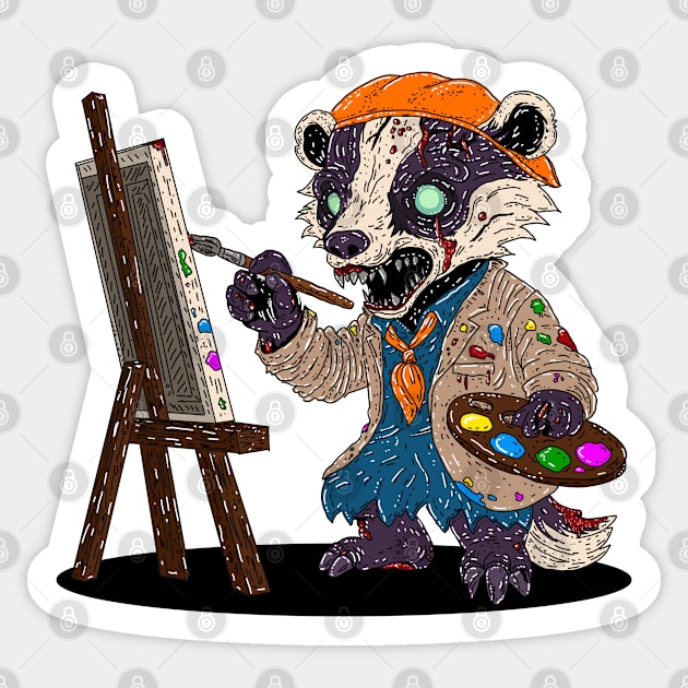 Zombie Badger Artist Sticker by H. R. Sinclair